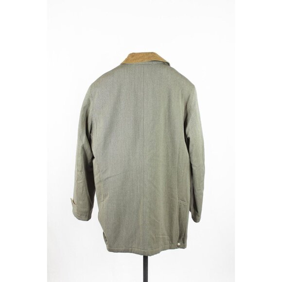 Men's KENT & CURWEN Loro Pia Green Wool Quilted Barn Coat Jacket, Size M - Picture 2 of 16